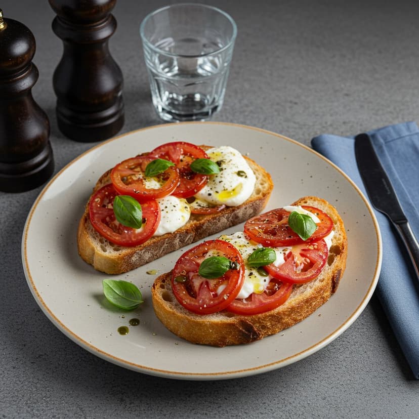 Pizza Toast with Burrata and Tomato